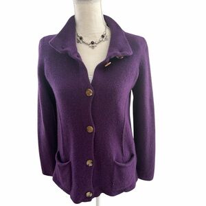 Eileen Fisher Eggplant Wool Cashmere Jacket Medium Button Front
